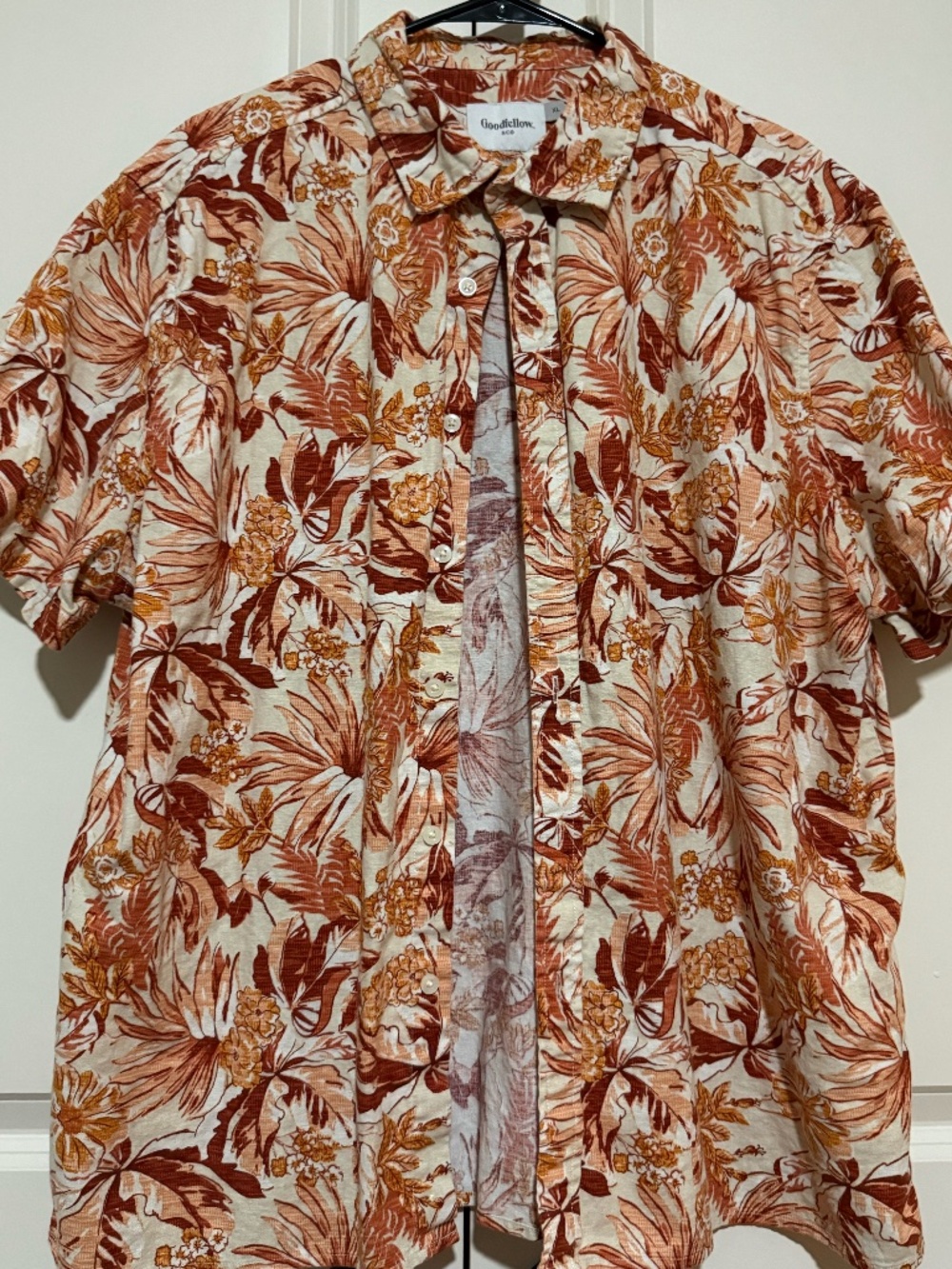 Goodfellow Men's Vacation Shirt Boxy Fit Short Sleeve Button Down - XL